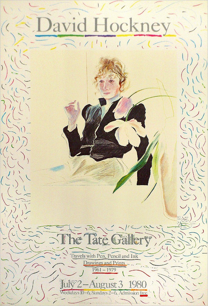 デイヴィッド・ホックニー ポスター 白い花と黒い目のセリア A1917