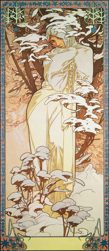 The Seasons: Winter - Alphonse Mucha as art print or hand painted oil.