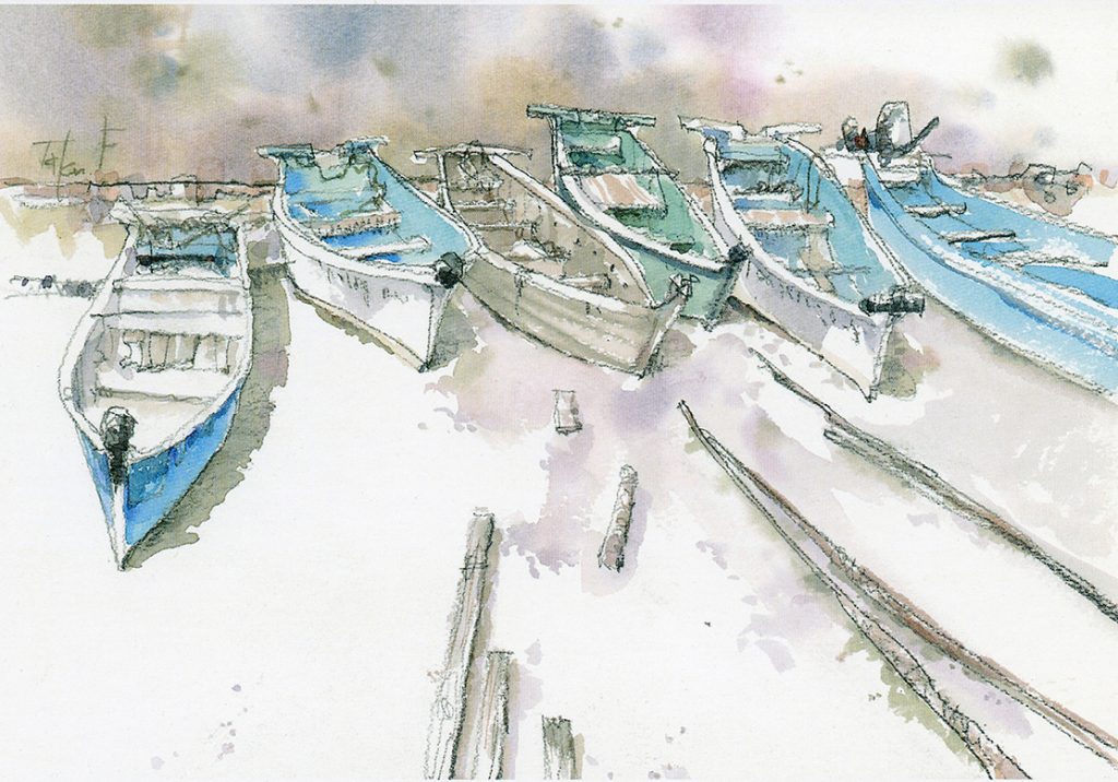 船の水彩画