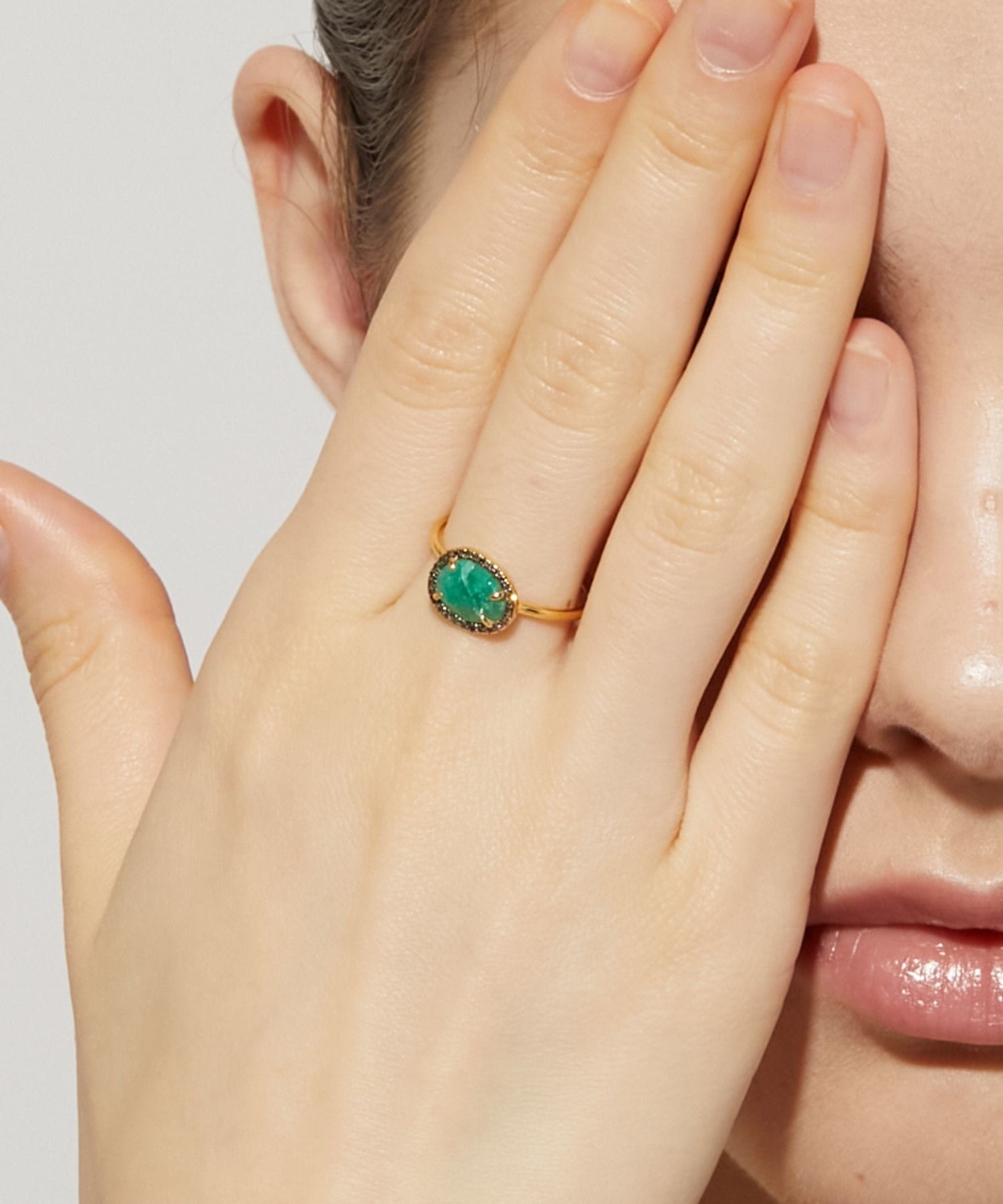 elafonisi] emerald with pave diamonds ring｜ARTIDA OUD（アル