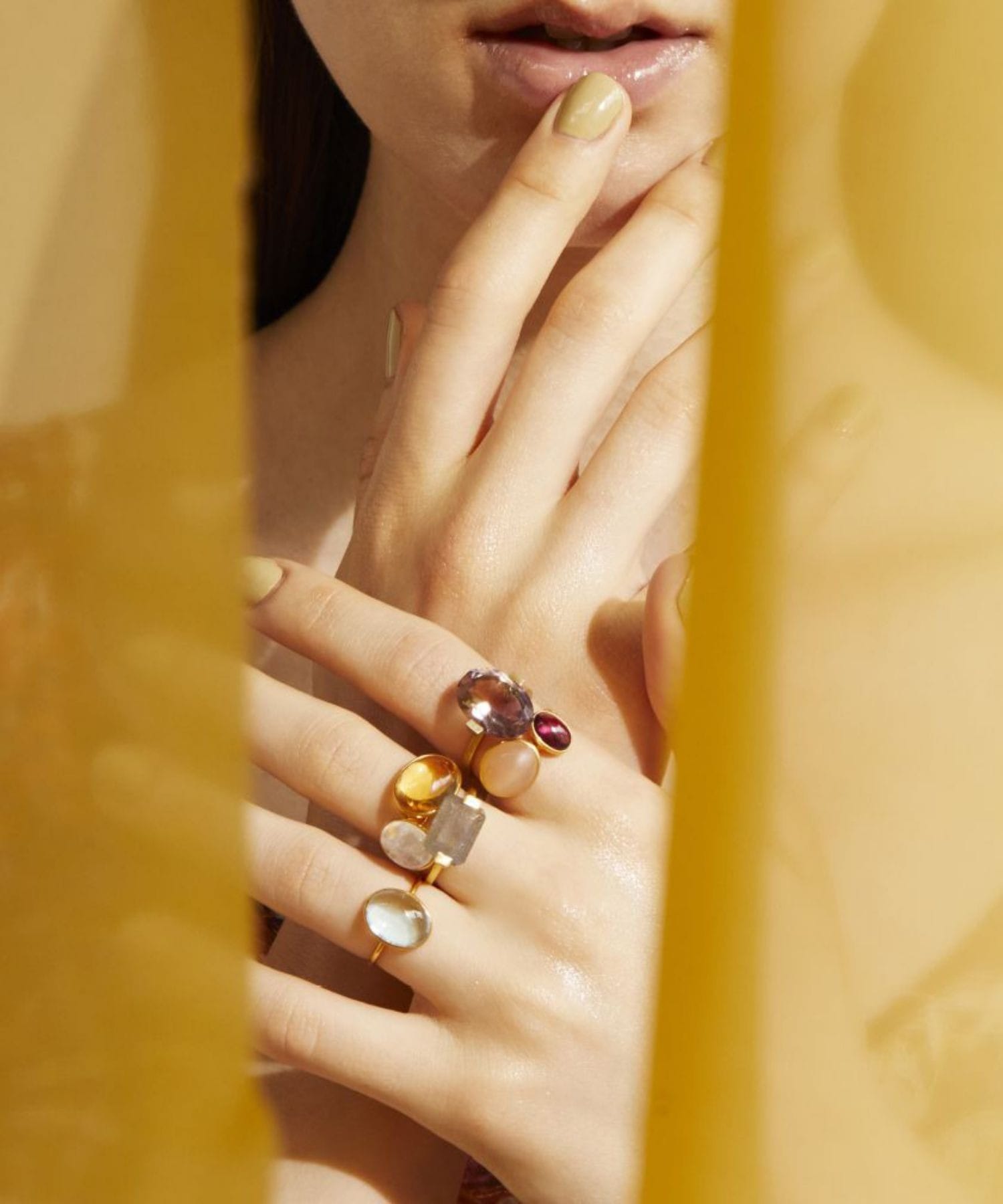 eden] K10 cabochon rainbow moon stone ring｜ARTIDA OUD（アル