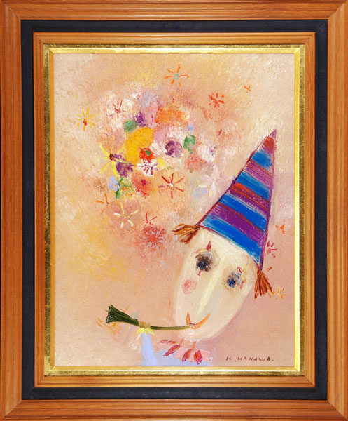 塙賢三 「花と道化」 油彩6号｜【Arts Ship】のむら画廊