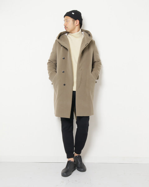 カシミヤ混ダブルフェイスビーバー フーデッドコート - ATTACHMENT
