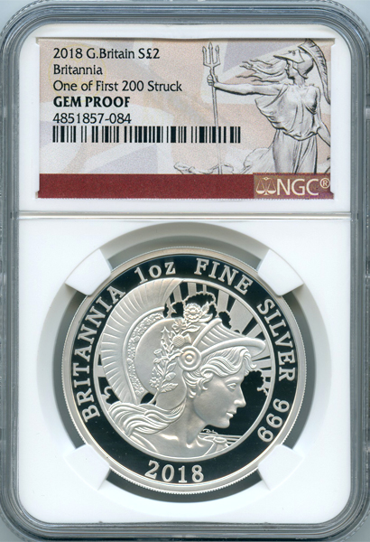 イギリス ブリタニア 2018年 2ポンド 銀貨 NGC GEM PROOF | ARK