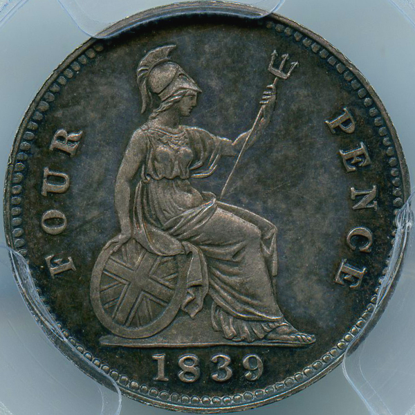 イギリス ヴィクトリア女王 1839年 4ペンス 銀貨 PCGS PR65 | ARK