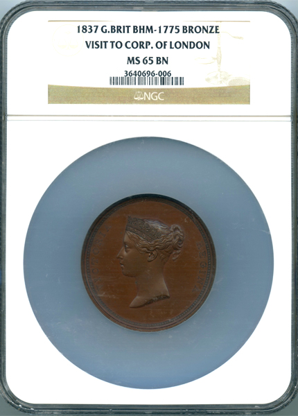 イギリス ヴィクトリア女王 ロンドンシティ訪問記念 1837年 銅メダル