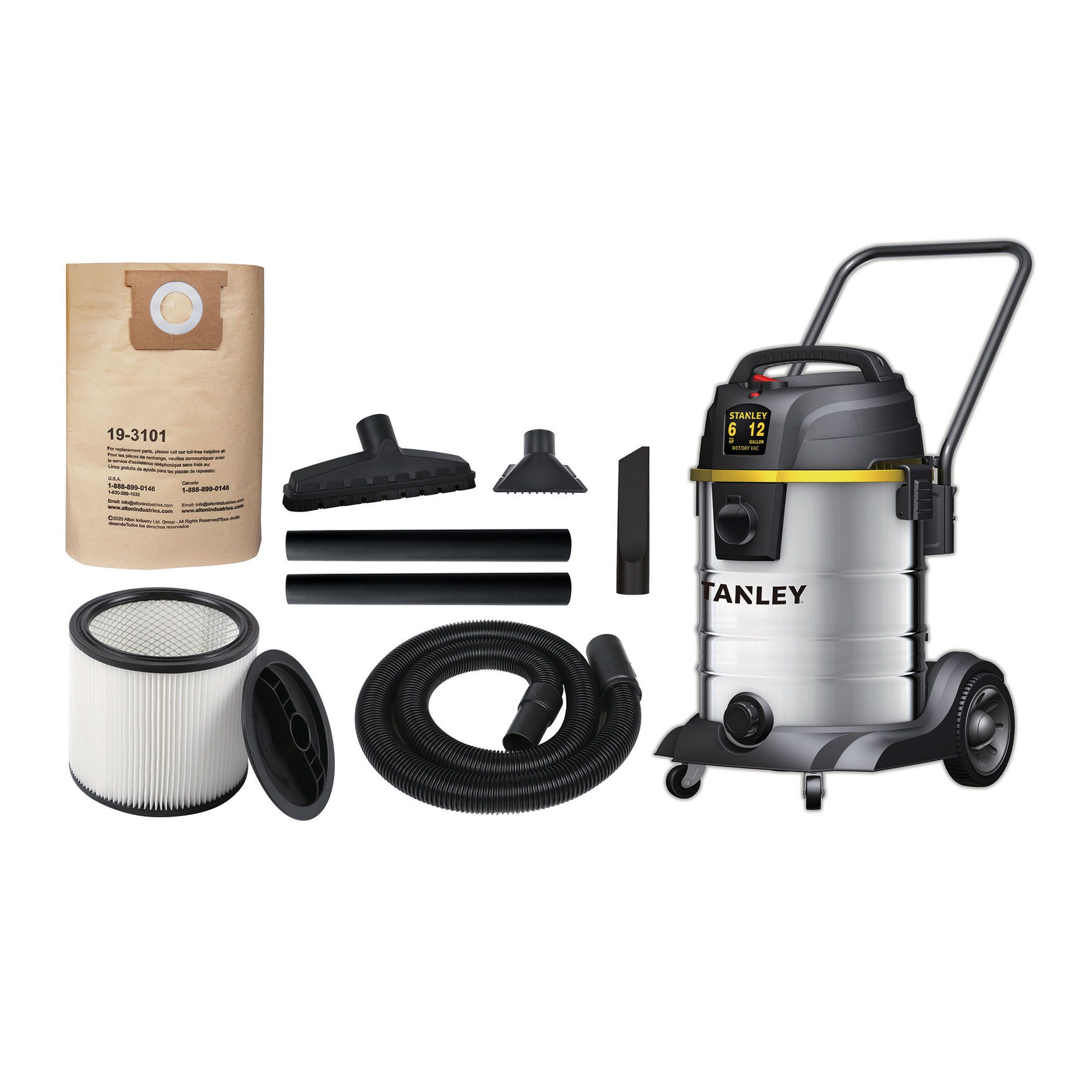 Stainless Steel Wet/Dry Vacuum - 6HP - 12 Gal from STANLEY | BMR