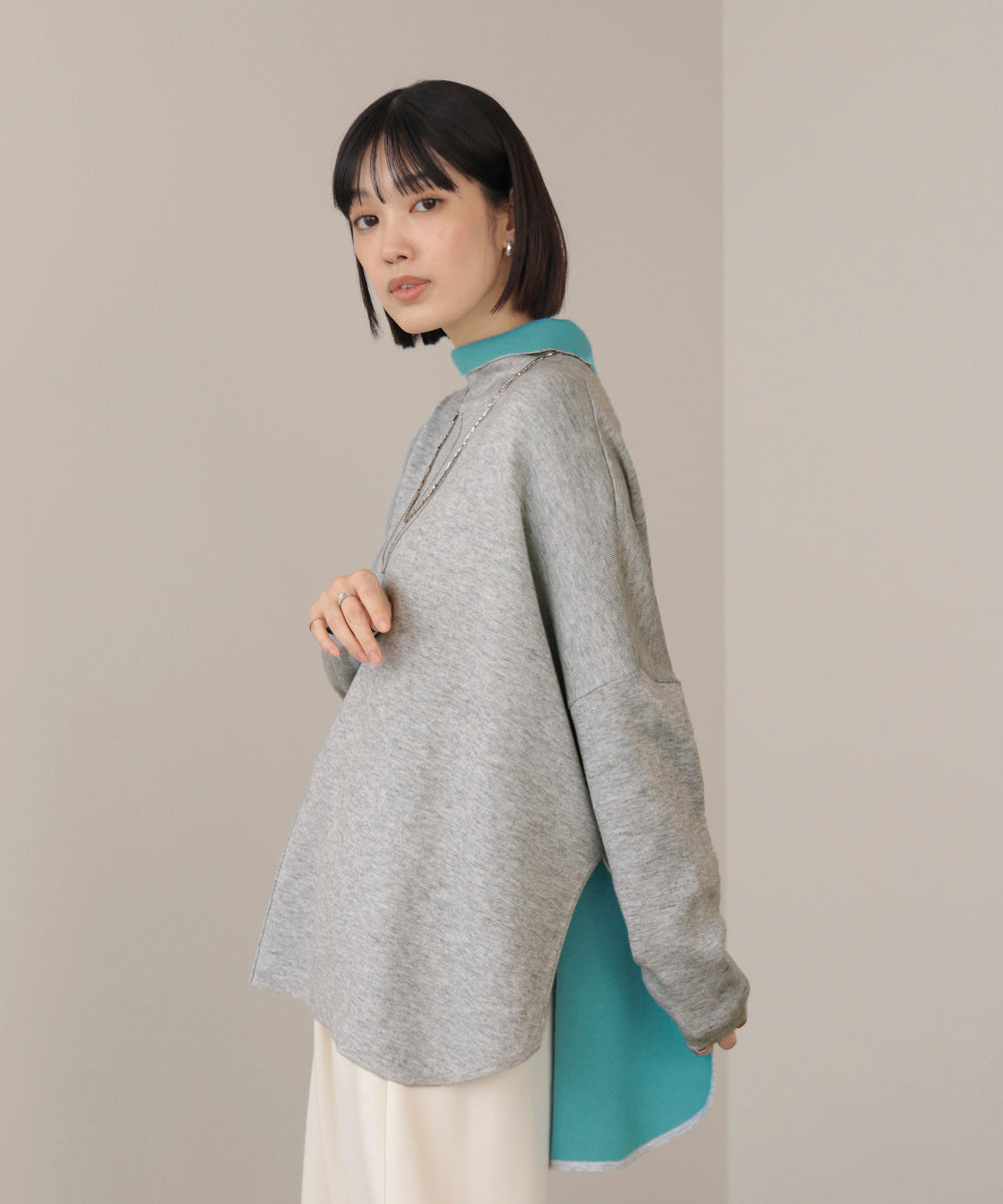 リバーシブル】Wフェイスポンチョ風ニット