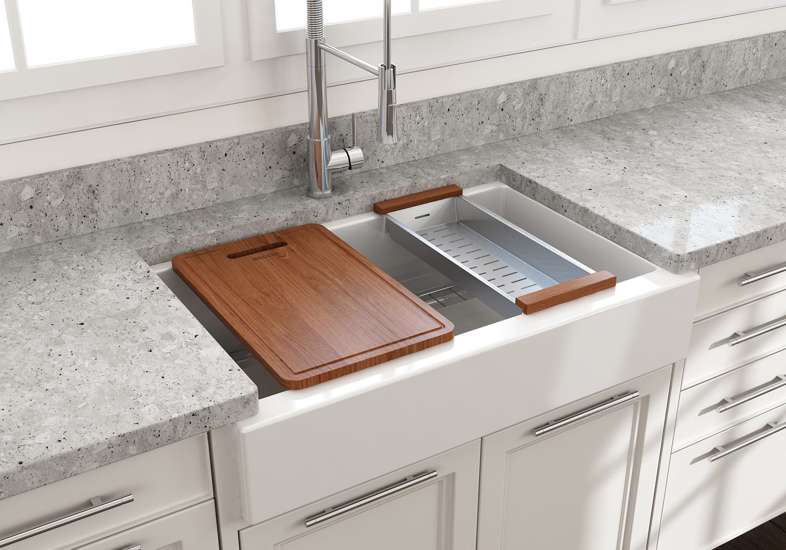 NUOVA PRO 34 Farmhouse Short Apron Front Fireclay 34