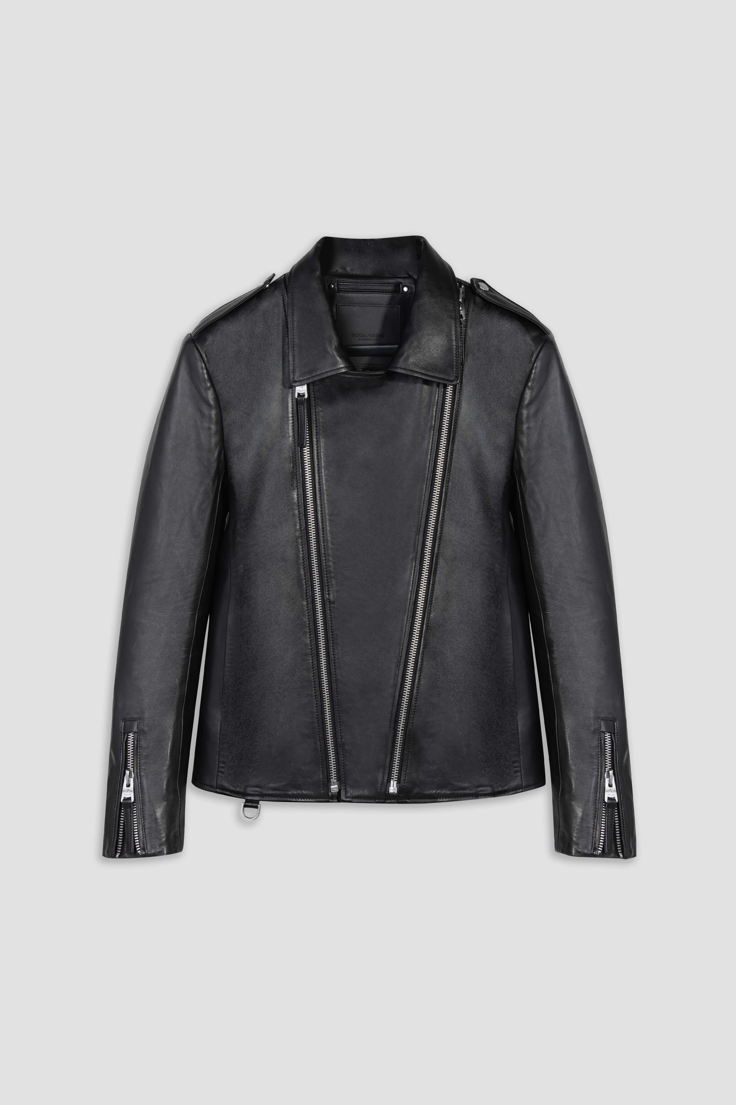 Men's Outrider Black Leather Biker Jacket - Tall | BODA SKINS