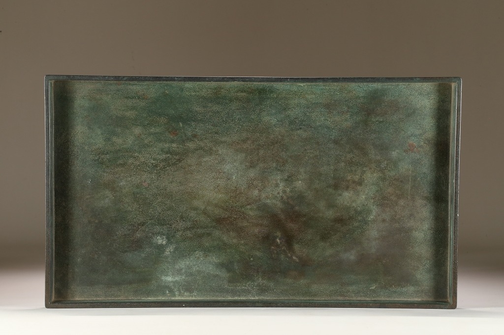 原田峯雲 青銅外縁長方水盤 | 雨竹亭オンラインショップ