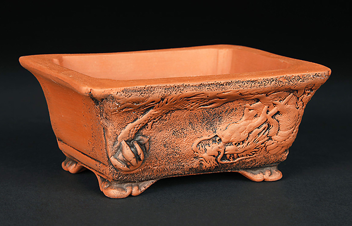 角山窯幸峰浮彫龍文長方鉢 | 盆栽、盆栽書籍、盆栽鉢の通販│近代出版
