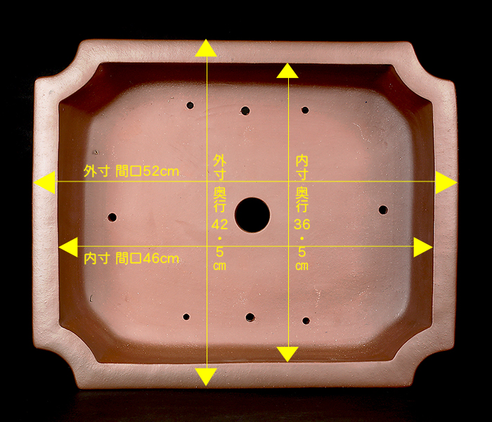 紫泥隅切額面長方鉢 | 盆栽、盆栽書籍、盆栽鉢の通販│近代出版