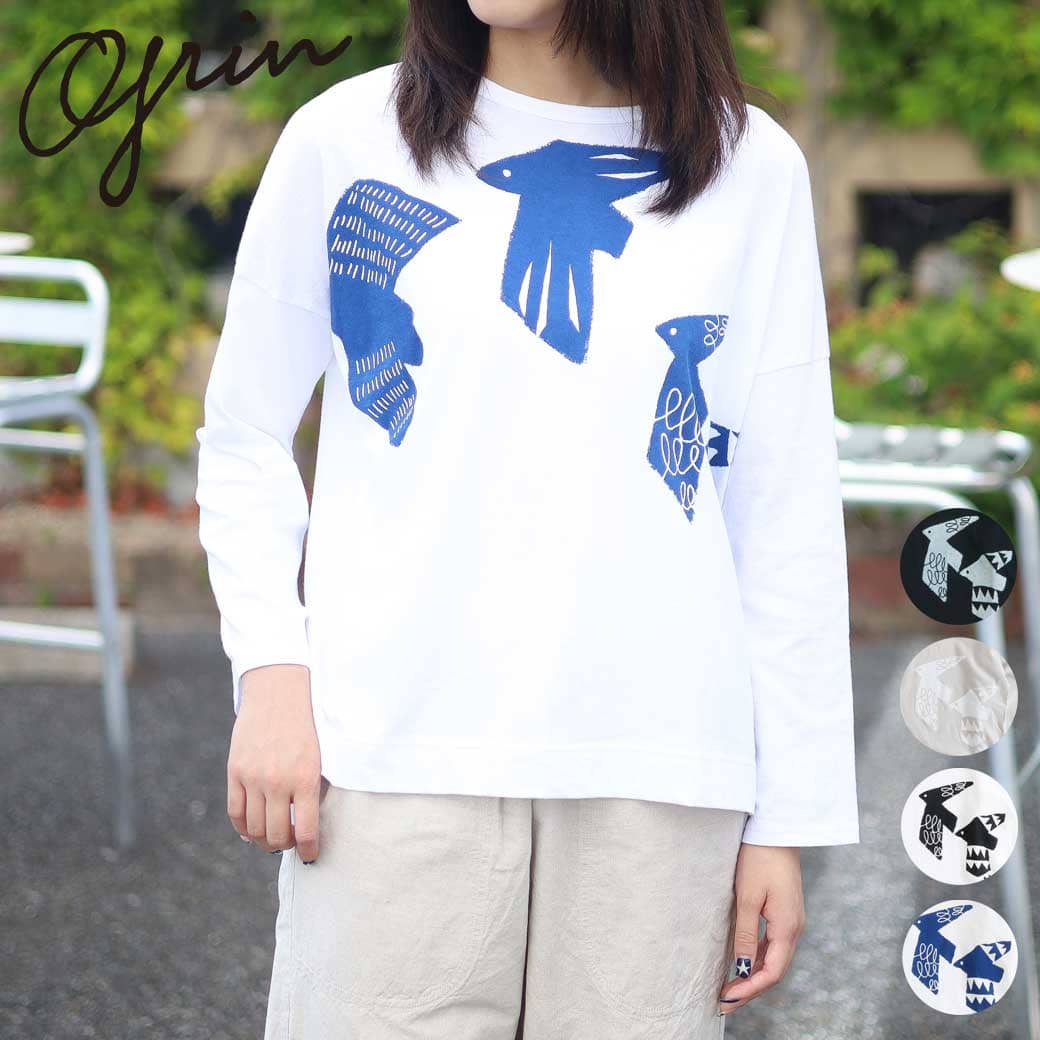 grin グリン B天竺鳥 プリント 長袖 Tシャツ｜BORN FREE ONLINE SHOP