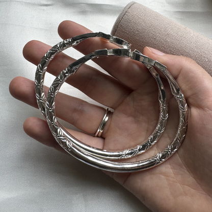 Better Jewelry Solid .925 West Indian Silver Bangles with Large