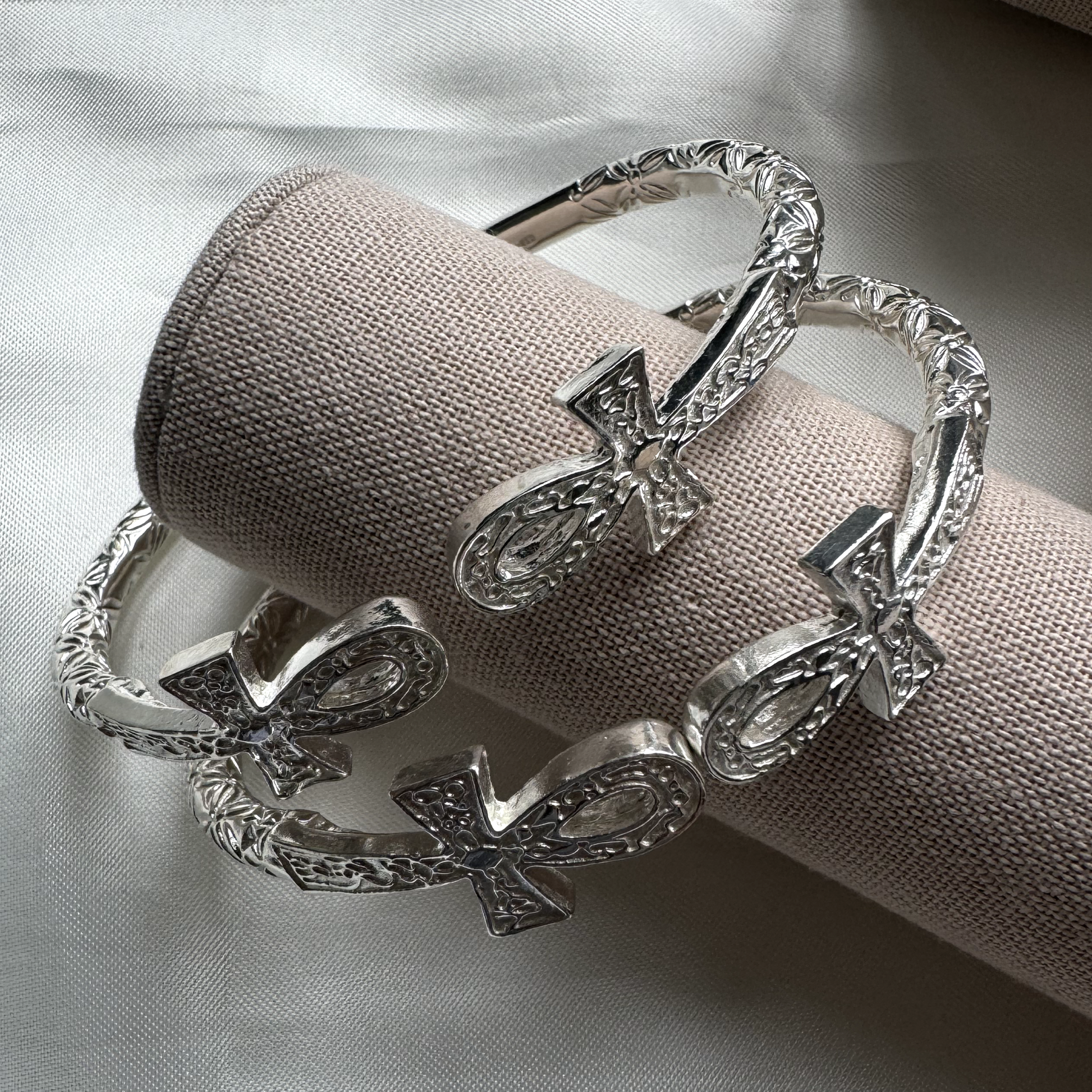 Better Jewelry Solid .925 West Indian Silver Bangles with Large