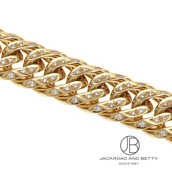 K18 6面 ダブル 45g 19cm ダイヤ ブレスレット 造幣局刻印有り 0.887ct