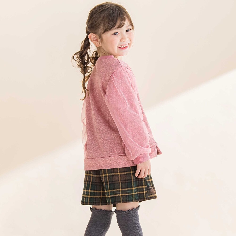 お揃い】チェック柄キュロット(80~130cm)(80cm レッド系): ボトム