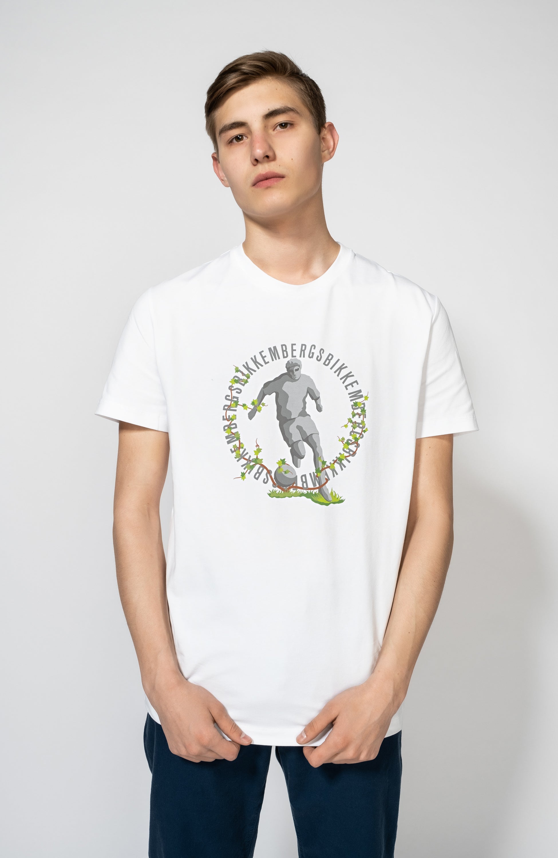 White Logo-emblem Print T-shirt DIRK BIKKEMBERGS