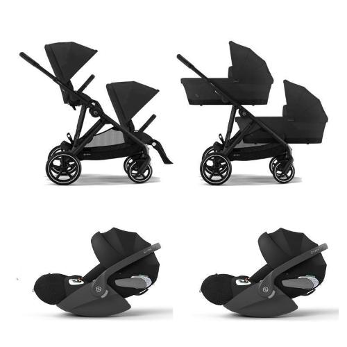 Cybex Trio Gemellare Gazelle S BLK Moon Black con Cloud T | Cybex Gold