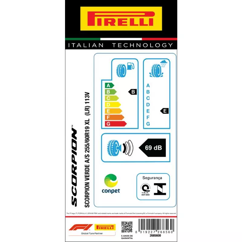 Pneu 255/60R19 Scorpion Verde All Season 113V Xl (LR) Aro 19 Pirelli