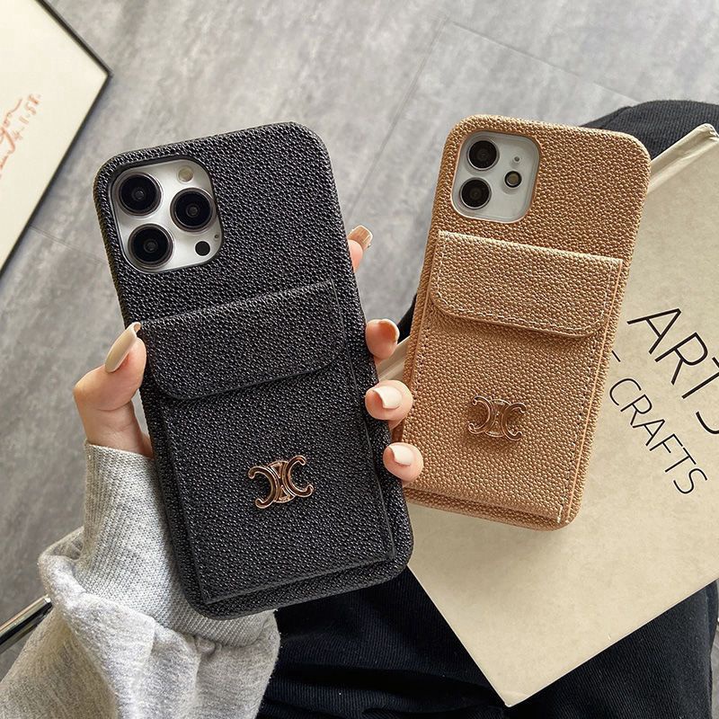 CELINE ブランドiPhone15proスマホカバー 背面ポケット セリーヌ