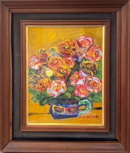 野間仁根「薔薇」 の買取実績｜神奈川県横浜市 油絵・油彩画