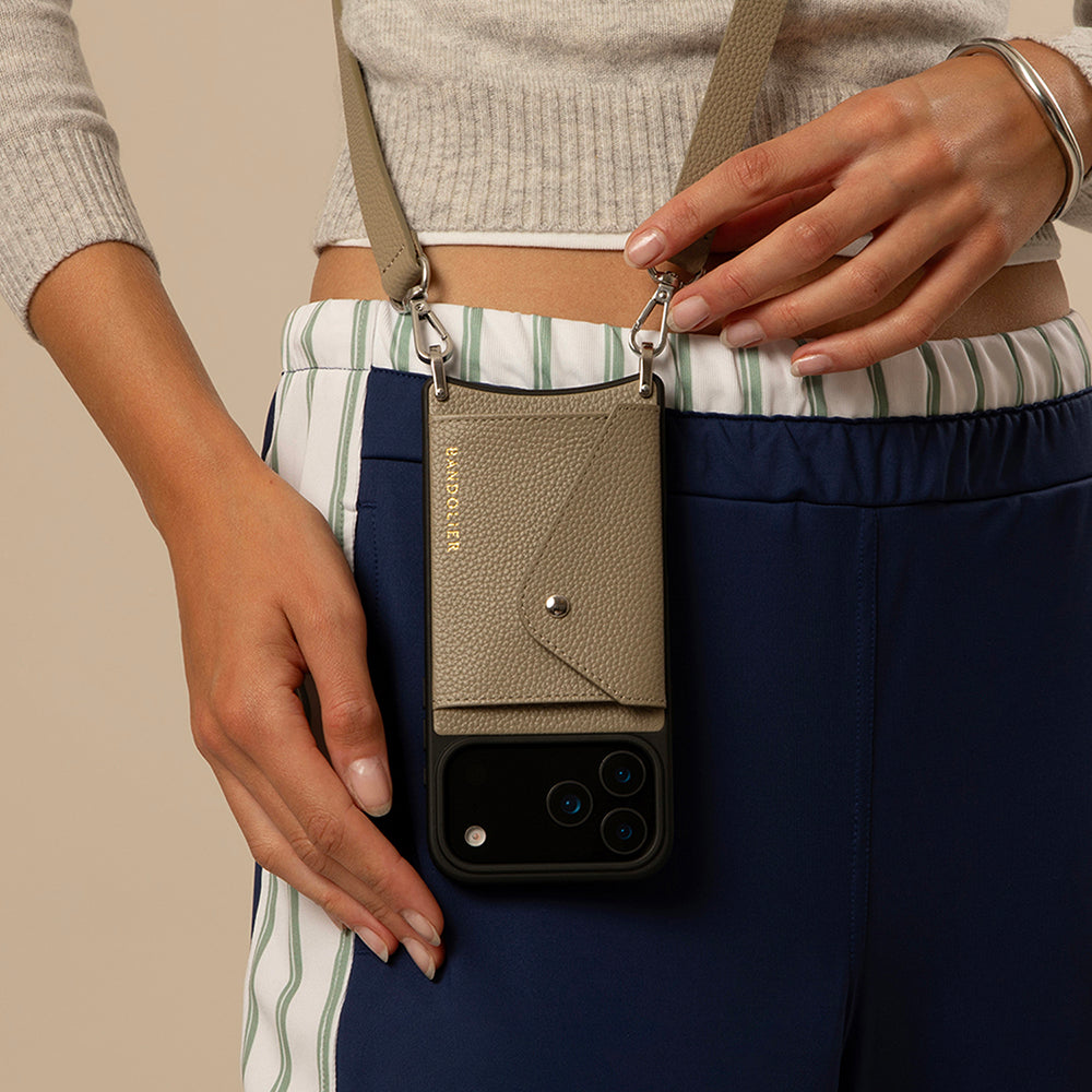 Hailey Side Slot Bandolier Greige/ Silver