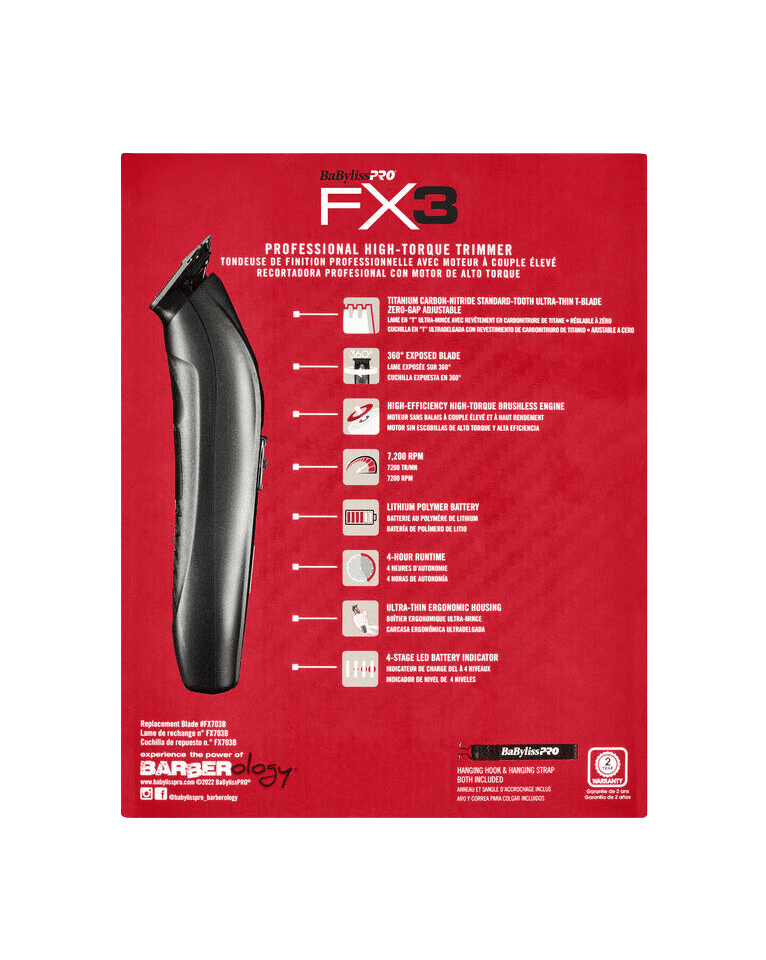 BabylissPro FX3 Trimmer Black #FXX3TB - Barber Depot - Barber Supply