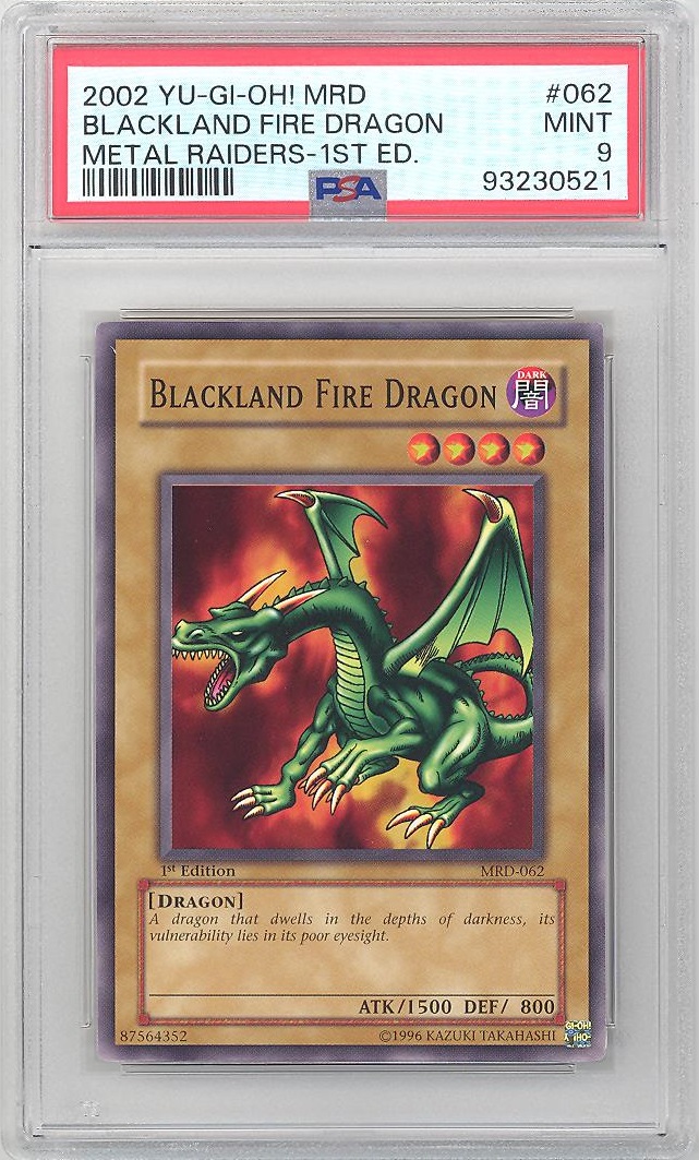 PSA 9 - Yu-Gi-Oh Card - MRD-062 - BLACKLAND FIRE DRAGON (common