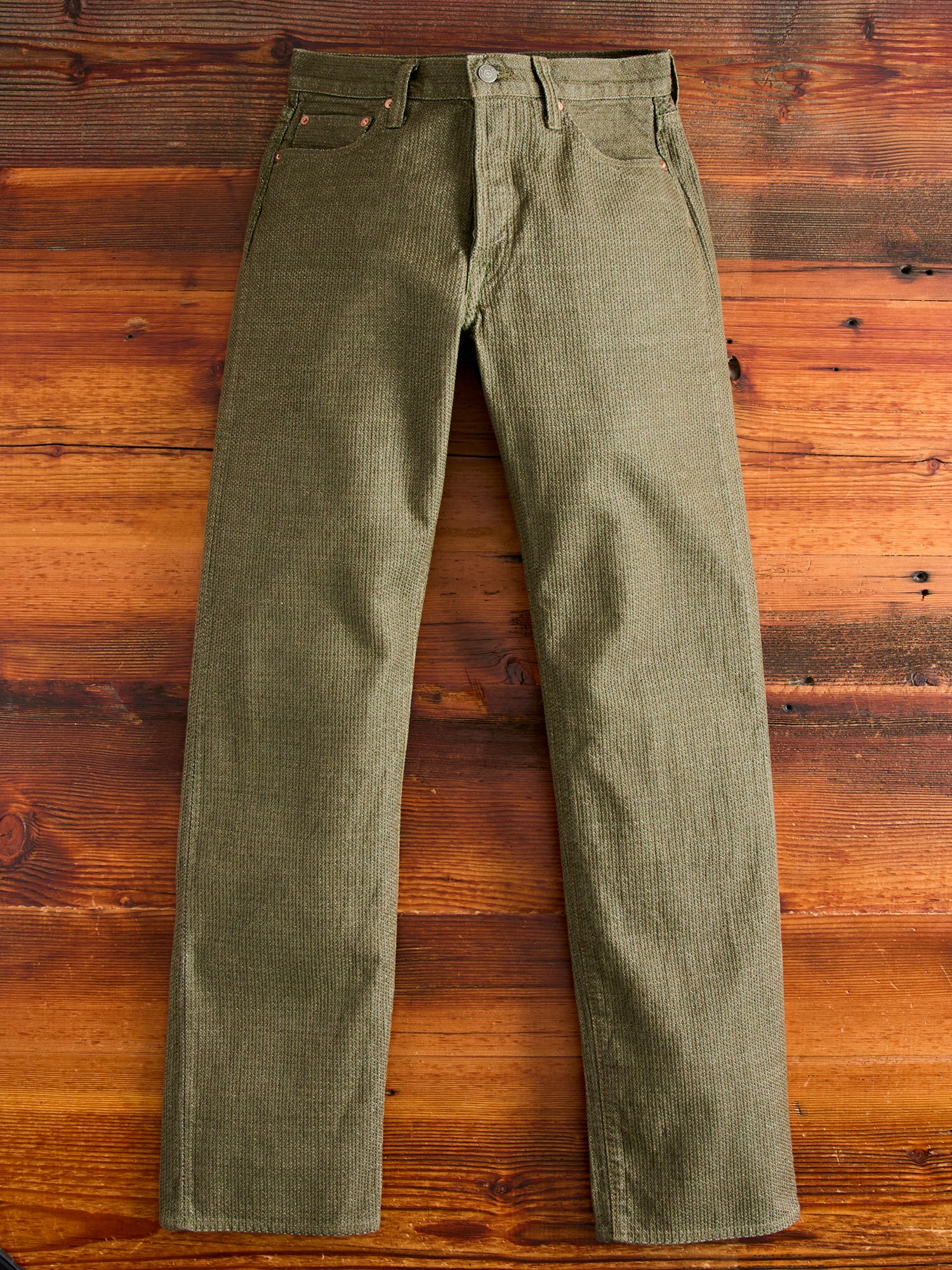 1170-1-OLV Olive Sashiko Denim - Regular Straight Fit – Blue Owl