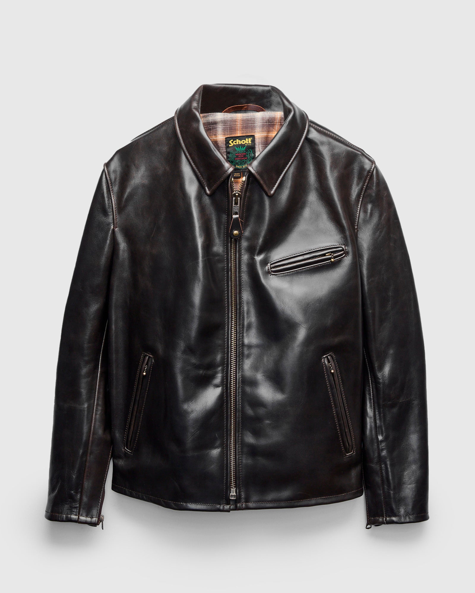 688 Heavy Cowhide Racer Jacket in Brown – Blue Owl Workshop