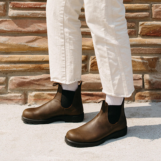 Saddle Brown Premium Leather Zip Up Boots, Work Series 983