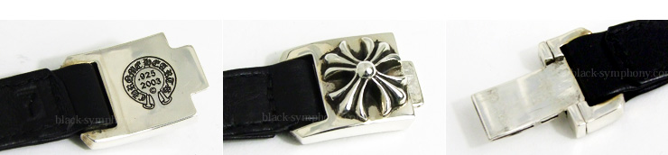 クロムハーツハーネスブレスレットCHプラスブラックレザー|クロム