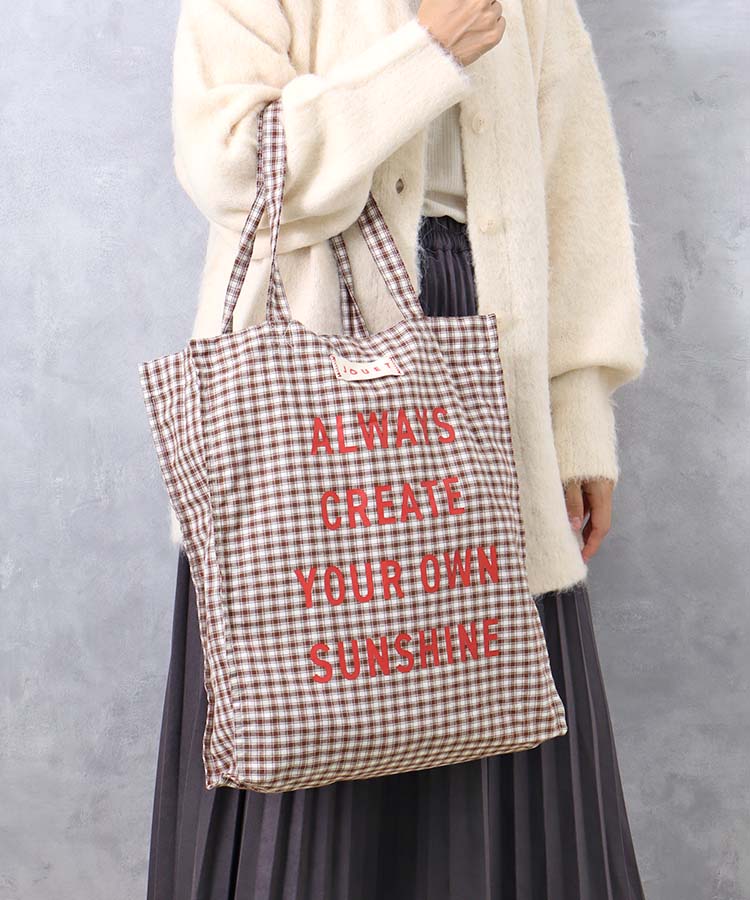 ロゴチェックトート ブラック ブラウン ブルー レッド バッグ BAG