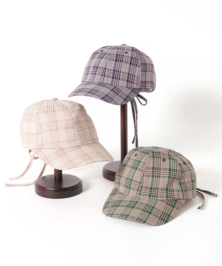 チェックリボンキャップ 帽子 キャップ ファッション雑貨 グリーン