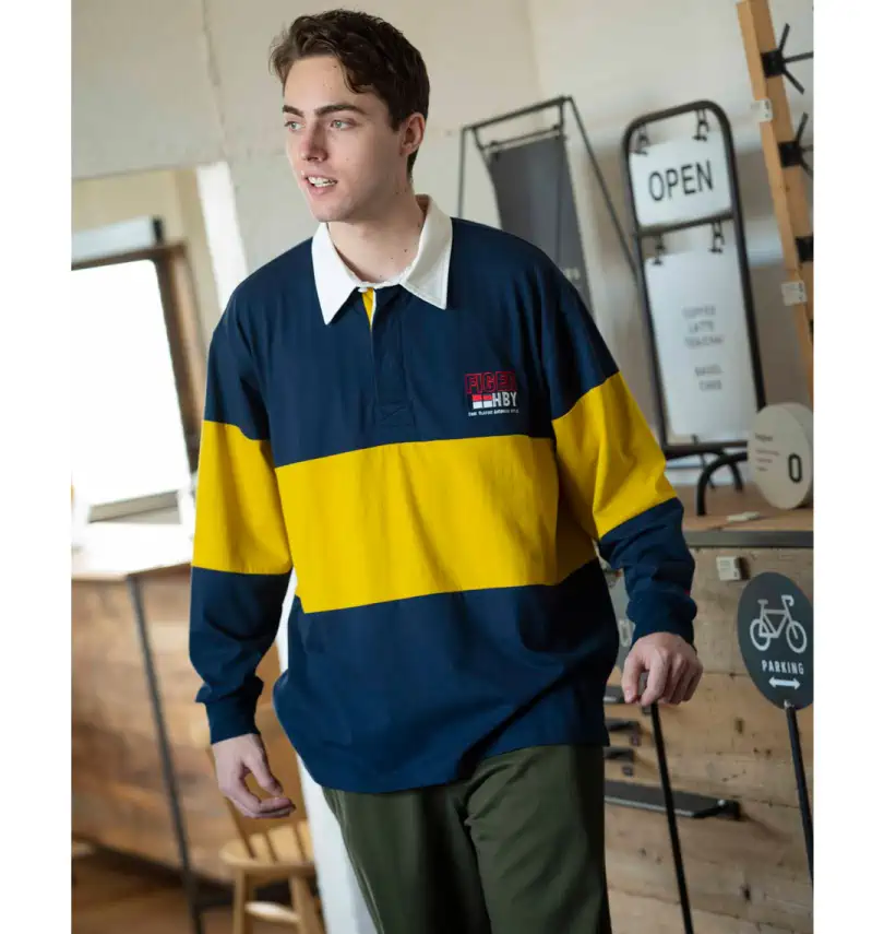 大きいサイズ 切替長袖ラガーシャツ | H by FIGER (エイチバイフィガー