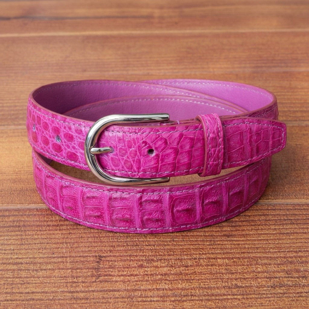 गुलाबी मगरमच्छ चमड़े की महिलाओं की