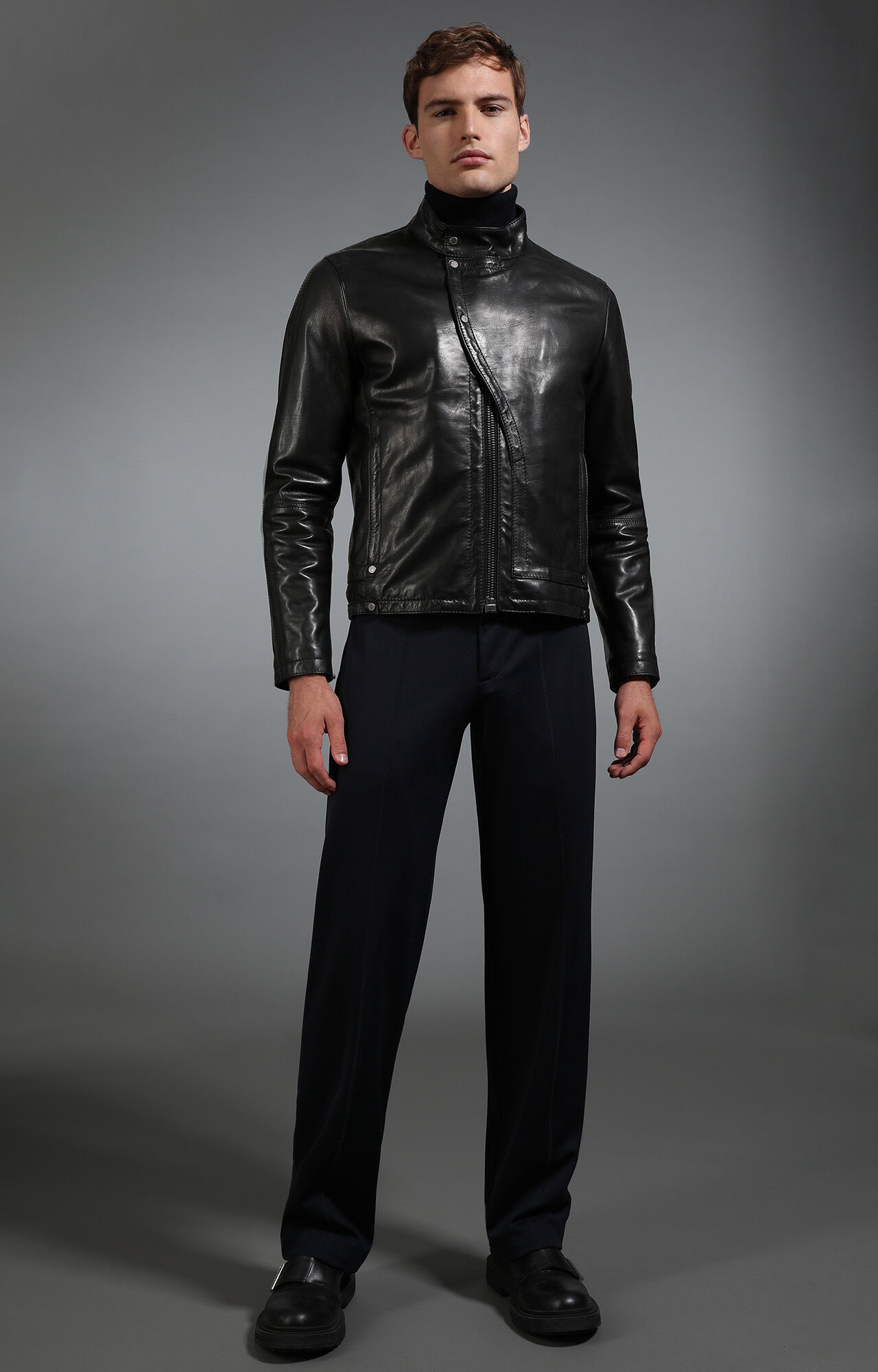 Black Men's black leather jacket | Bikkembergs