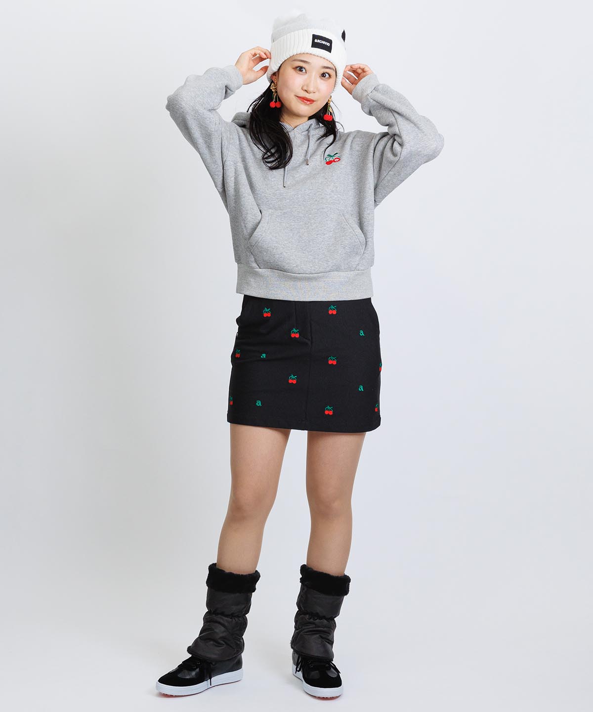 チェリー柄裏起毛パーカー|アルチビオ - ゴルフウェアや婦人服通販