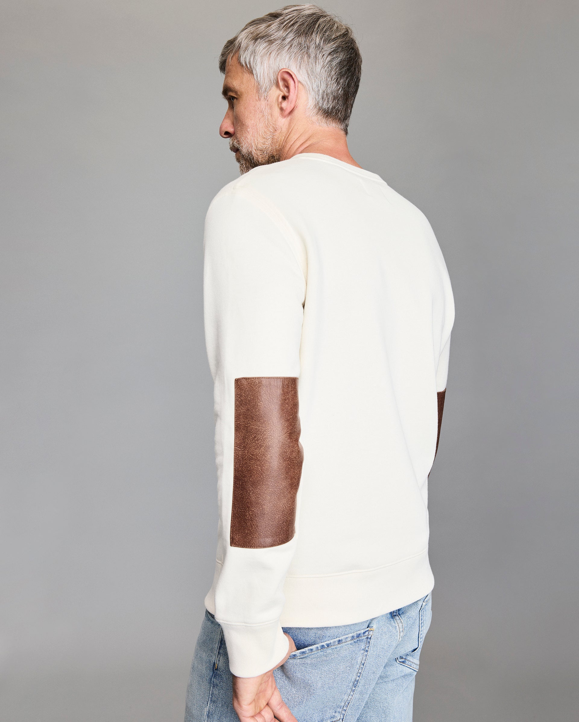 Dover Sweatshirt with Leather Elbow Patches | Billy Reid