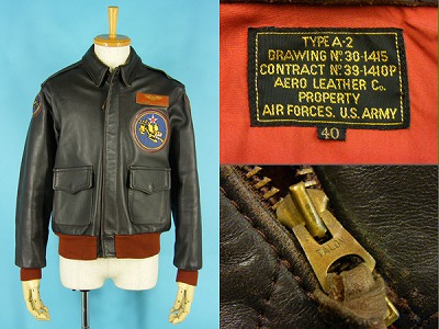 Aero Leather エアロレザー A-2 フライトジャケット 赤リブ カスタム