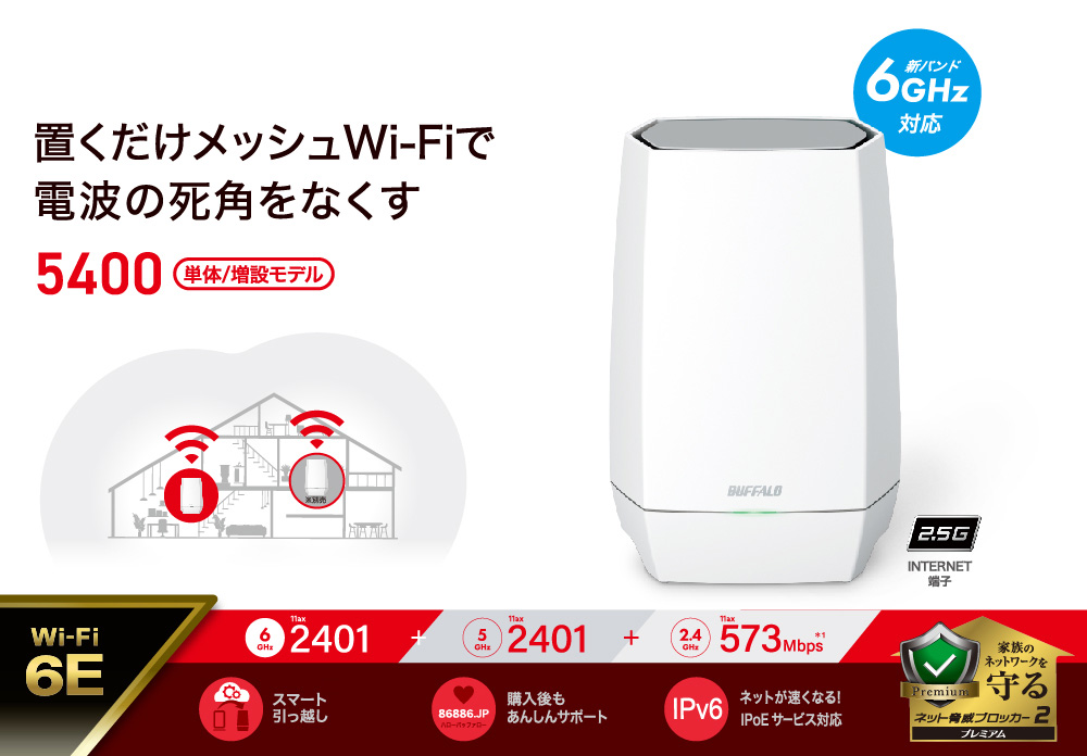 WNR-5400XE6P : Wi-Fiルーター : AirStation | バッファロー