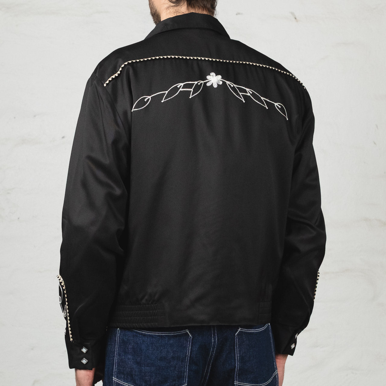 Embroidered Rayon Western Jacket Black