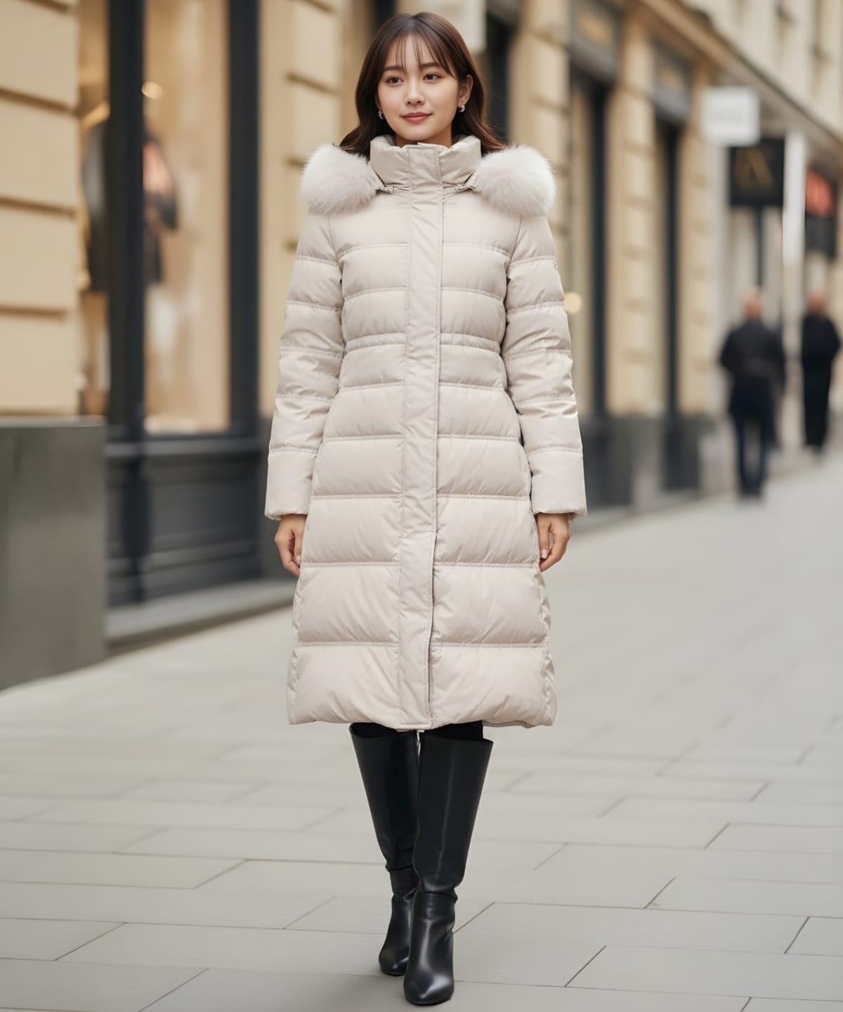 FOXファー付きプレミアムミドルロングダウン