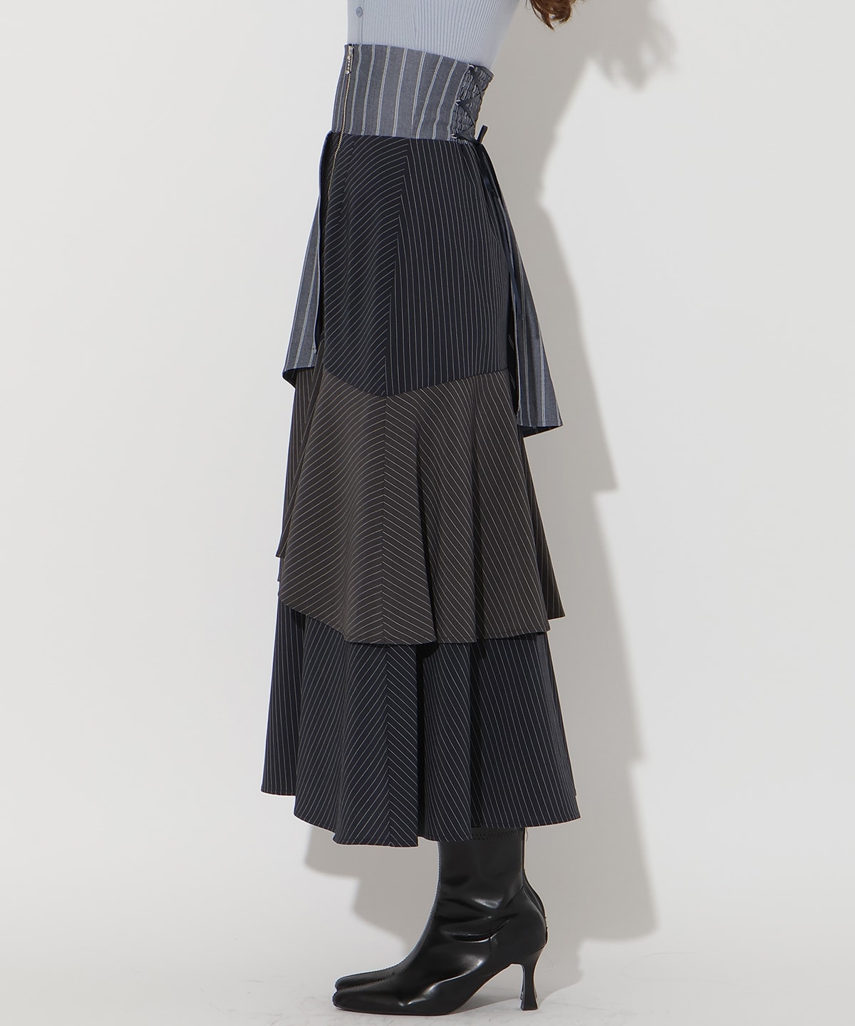 ストライプパッチワークスカート(S ネイビー): AND COUTURE｜公式