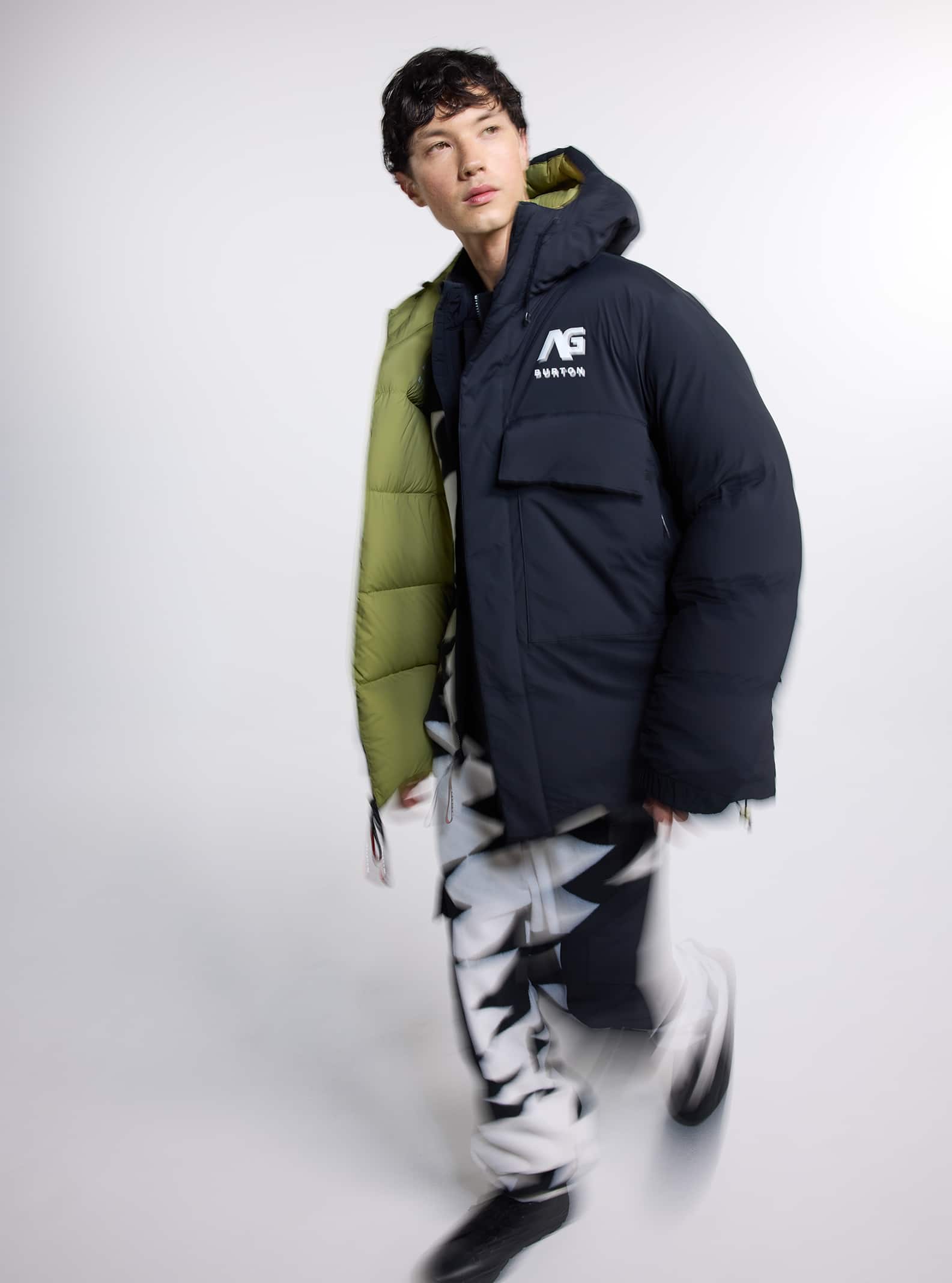 Men's Burton AG Railed Hooded Stretch Down Puffy Jacket | Burton