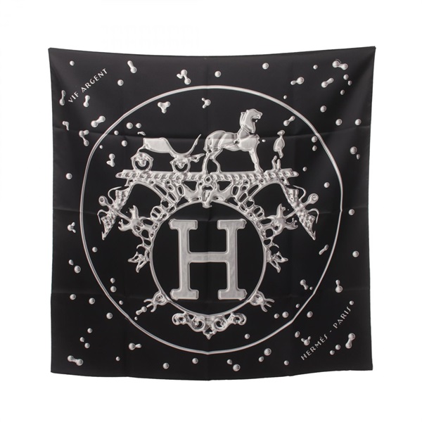 エルメス(HERMES)エルメス カレ90 銀の雫 VIF ARGENT スカーフ 衣料品