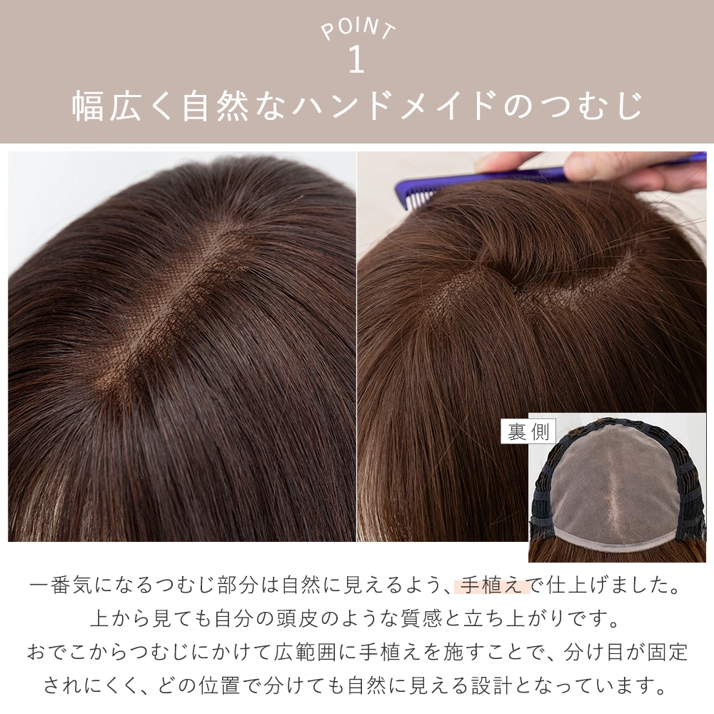 医療用ウィッグ ワイド手植え 人毛100% ナチュレシリーズ 選べる2