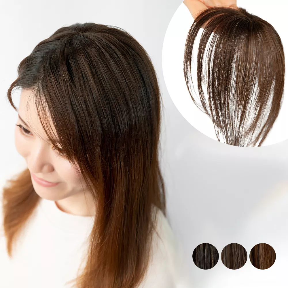 総手植え 人毛100%ワンタッチトップヘアピース（ポイント/医療用
